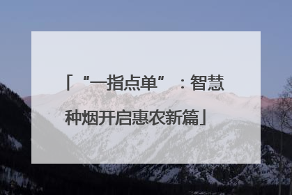 “一指点单”：智慧种烟开启惠农新篇
