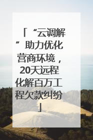 “云调解”助力优化营商环境，20天远程化解百万工程欠款纠纷