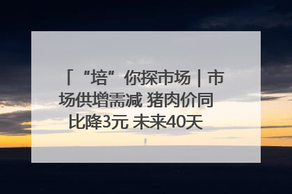 “培”你探市场｜市场供增需减 猪肉价同比降3元 未来40天便宜猪肉敞开吃