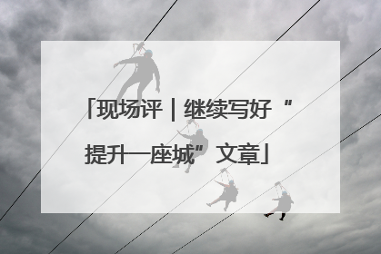 现场评｜继续写好“提升一座城”文章