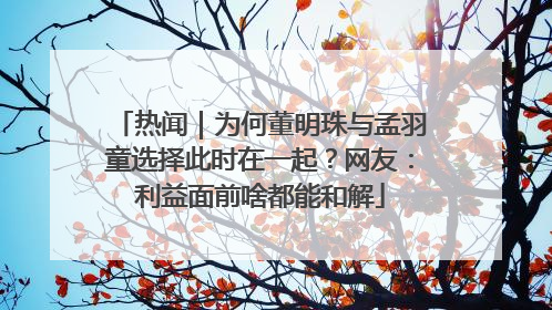 热闻｜为何董明珠与孟羽童选择此时在一起？网友：利益面前啥都能和解