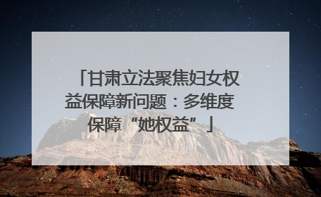 甘肃立法聚焦妇女权益保障新问题：多维度保障“她权益”