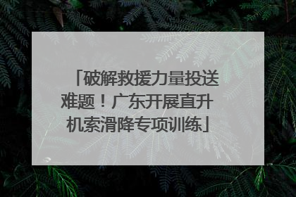 破解救援力量投送难题！广东开展直升机索滑降专项训练