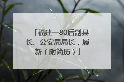 福建一80后副县长、公安局局长，履新（附简历）