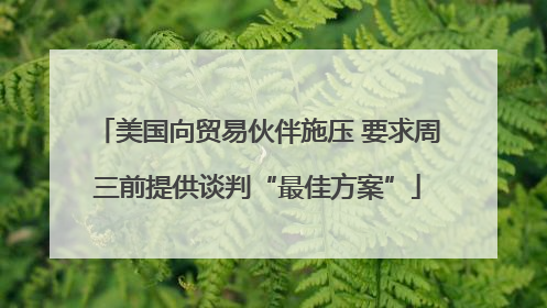 美国向贸易伙伴施压 要求周三前提供谈判“最佳方案”