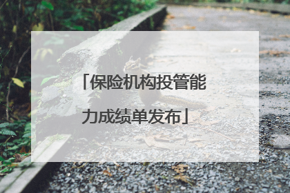 保险机构投管能力成绩单发布