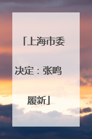 上海市委决定：张鸣履新