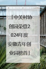 中关村协创园荣登2024年度安徽青年创业园榜首