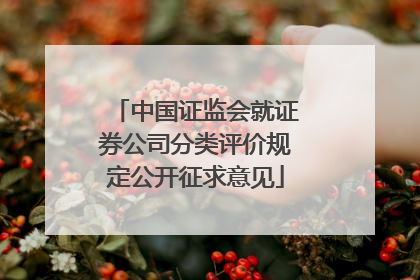 中国证监会就证券公司分类评价规定公开征求意见
