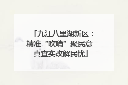 九江八里湖新区：精准“吹哨”聚民意 真查实改解民忧