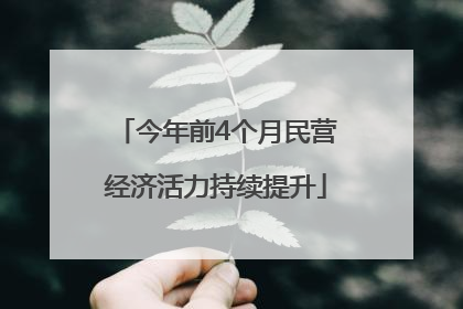 今年前4个月民营经济活力持续提升