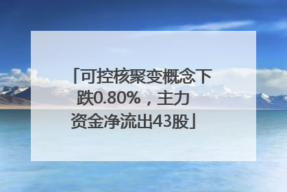 可控核聚变概念下跌0.80%，主力资金净流出43股