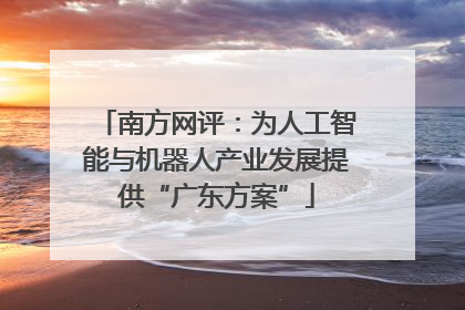 南方网评：为人工智能与机器人产业发展提供“广东方案”