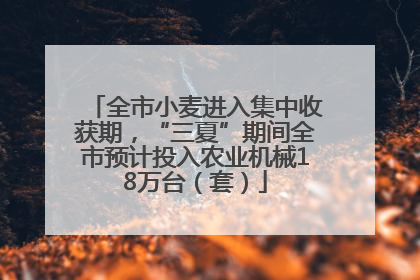 全市小麦进入集中收获期，“三夏”期间全市预计投入农业机械18万台（套）