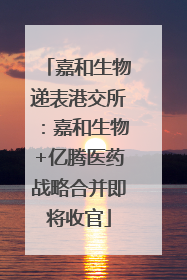 嘉和生物递表港交所：嘉和生物+亿腾医药战略合并即将收官