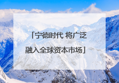 宁德时代 将广泛融入全球资本市场