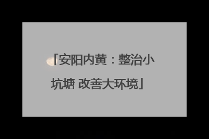 安阳内黄：整治小坑塘 改善大环境