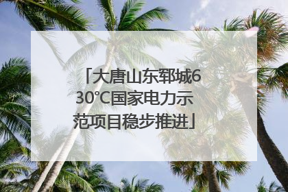 大唐山东郓城630℃国家电力示范项目稳步推进