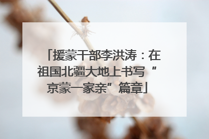 援蒙干部李洪涛：在祖国北疆大地上书写“京蒙一家亲”篇章