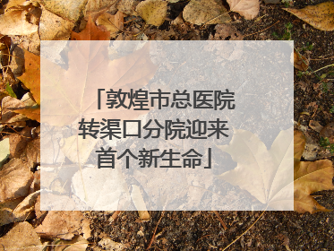 敦煌市总医院转渠口分院迎来首个新生命