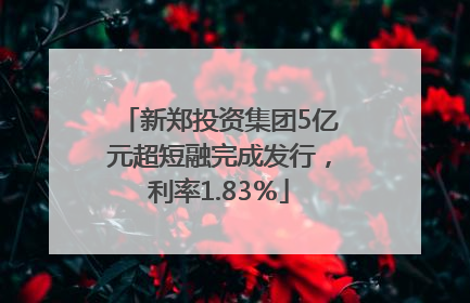 新郑投资集团5亿元超短融完成发行，利率1.83％