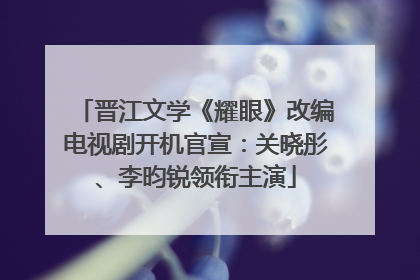 晋江文学《耀眼》改编电视剧开机官宣：关晓彤、李昀锐领衔主演