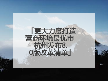 更大力度打造营商环境最优市 杭州发布8.0版改革清单