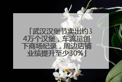 武汉汉堡节卖出约34万个汉堡，车流量创下商场纪录，周边店铺业绩提升至少30%