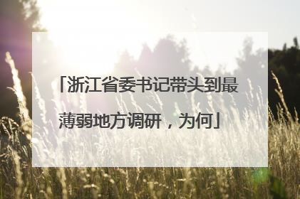 浙江省委书记带头到最薄弱地方调研，为何