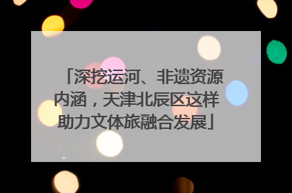 深挖运河、非遗资源内涵，天津北辰区这样助力文体旅融合发展