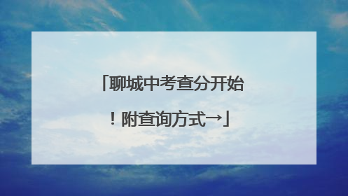 聊城中考查分开始！附查询方式→