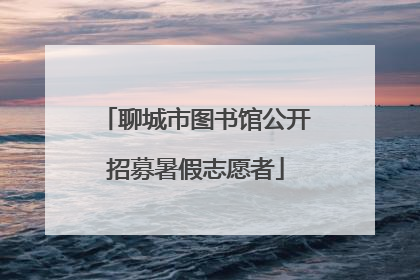 聊城市图书馆公开招募暑假志愿者