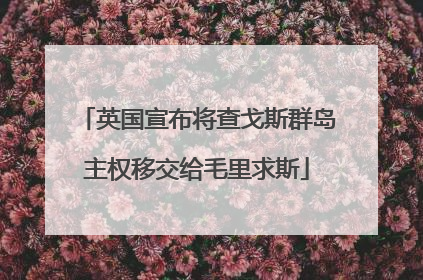 英国宣布将查戈斯群岛主权移交给毛里求斯