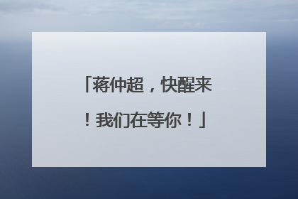 蒋仲超，快醒来！我们在等你！