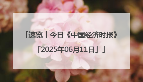 速览丨今日《中国经济时报》「2025年06月11日」
