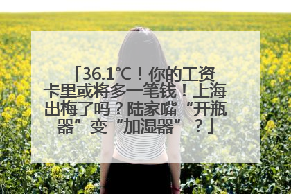 36.1℃！你的工资卡里或将多一笔钱！上海出梅了吗？陆家嘴“开瓶器”变“加湿器”？